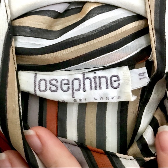JOSEPHINE Vintage Stripe Button High Neck Blouse - Picture 5 of 7